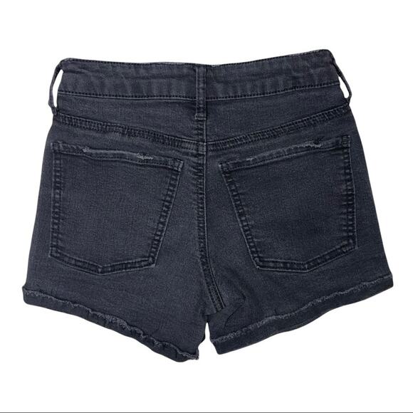 SO Black Stretch Denim Jean Shortie Shorts High Rise Waist Distressed Size 0 - Picture 2 of 5